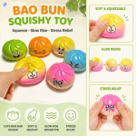 dumpling squishies with box, colorful mystery squishys dumplings stress relief balls fidget sensory toy,bao bun with food steamer stretchy desk squeeze toys