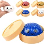 2026 new shimmering dumpling squishies, dumpling squishy, colorful dumplings stress balls fidget sensory, squeeze dough ball stress relief hand with food steamer stretchy desk (blue)