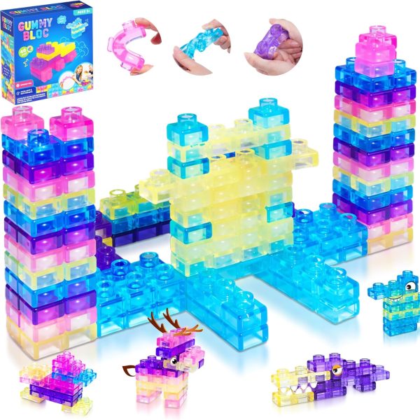 40 PCS Sensory Soft Building Blocks for Toddlers, Kids Montessori Squishy Stacking Toy Set,Squeezable & Stretchable Early Learning Construction Playset,Puzzle Blocks for Creative Play